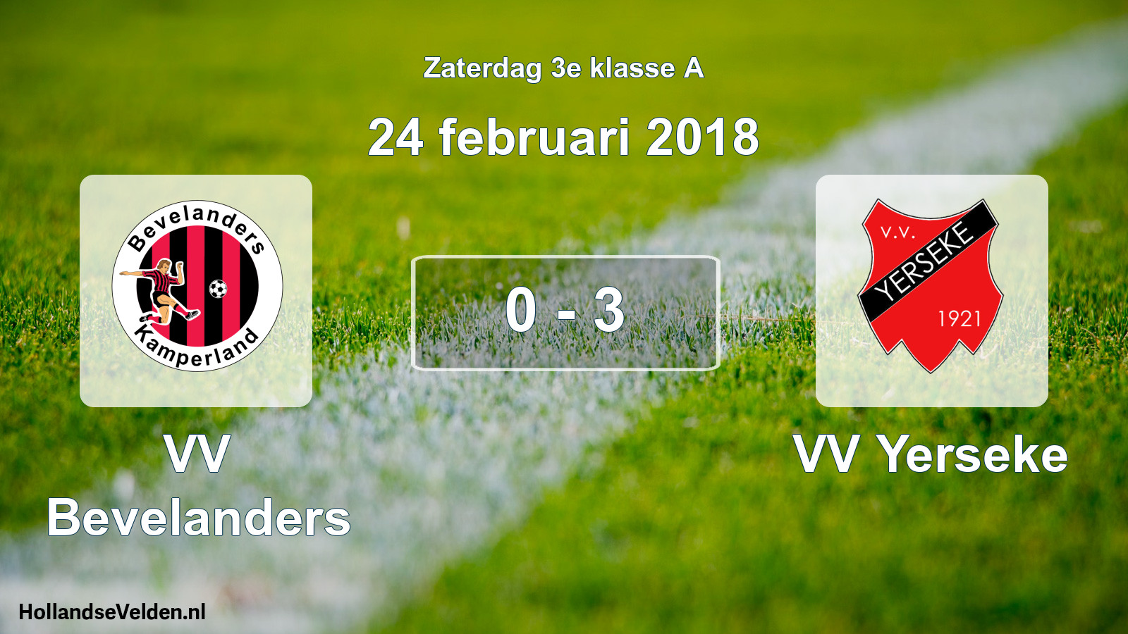 Total number of matches played: VV Bevelanders - VV Yerseke 0 - 3 (24 February 2018)