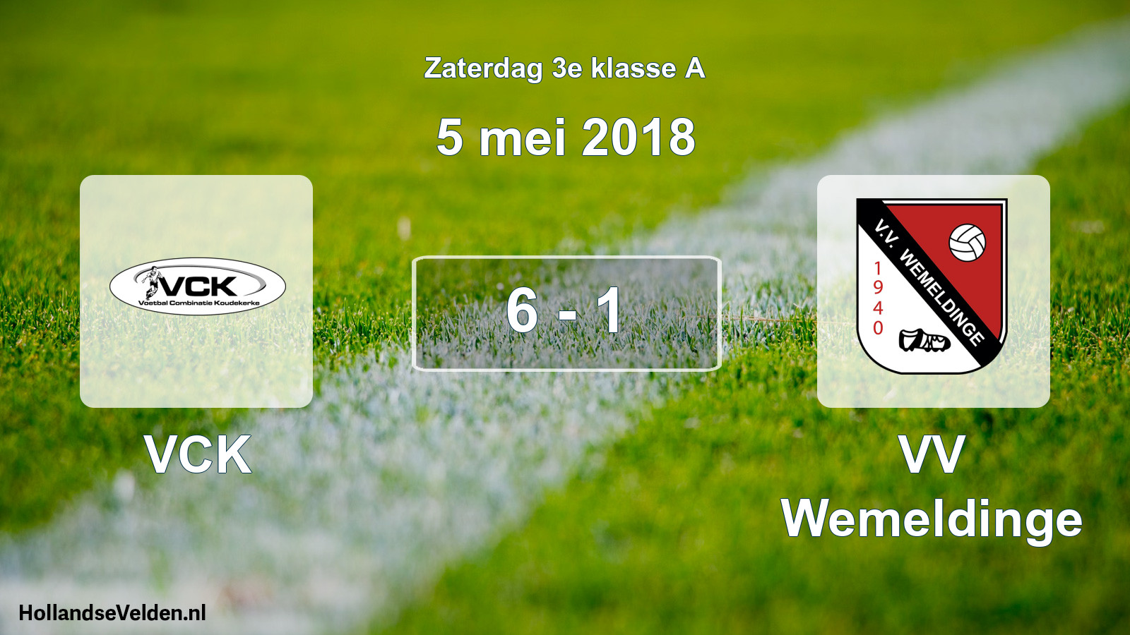 Total number of matches played: VCK - VV Wemeldinge 6 - 1 (5 May 2018)