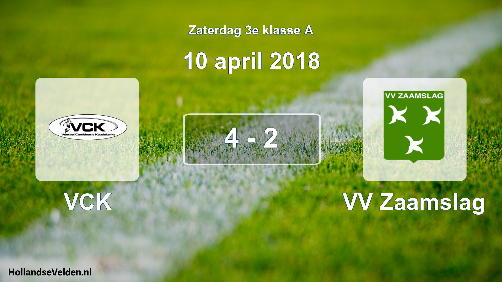 Total number of matches played: VCK - VV Zaamslag 4 - 2 (10 April 2018)