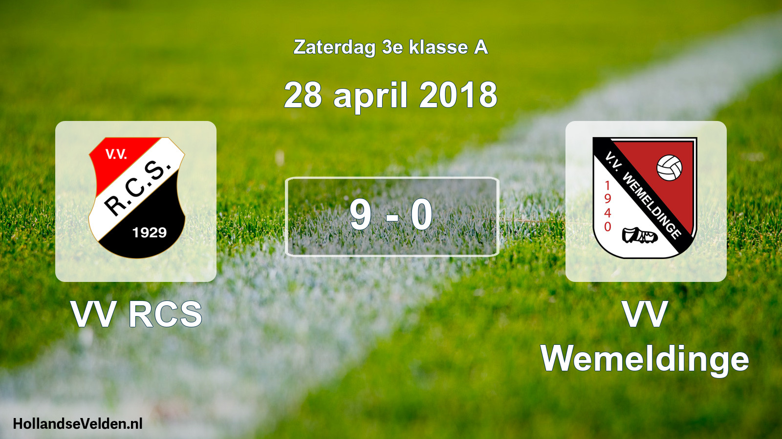 Total number of matches played: VV RCS - VV Wemeldinge 9 - 0 (28 April 2018)