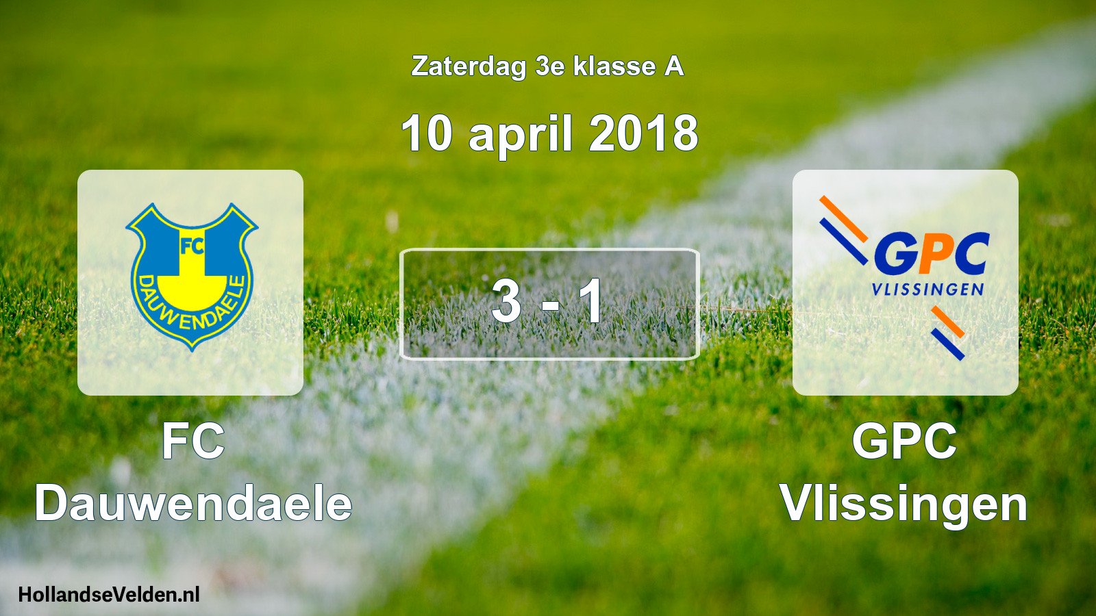 Total number of matches played: FC Dauwendaele - GPC Vlissingen 3 - 1 (10 April 2018)