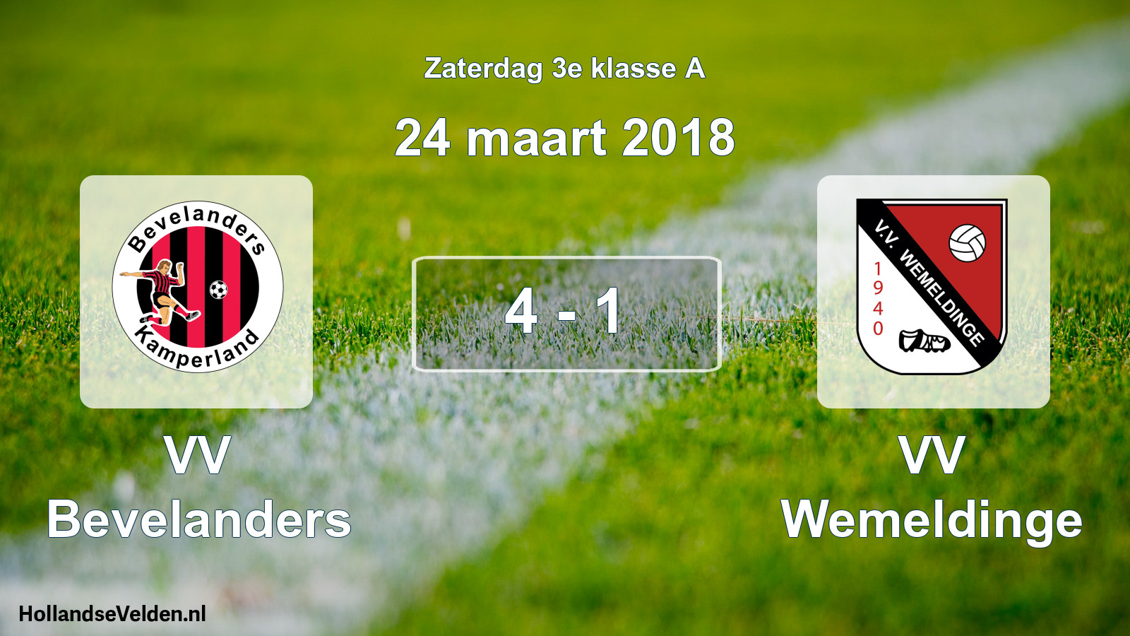 Total number of matches played: VV Bevelanders - VV Wemeldinge 4 - 1 (24 March 2018)