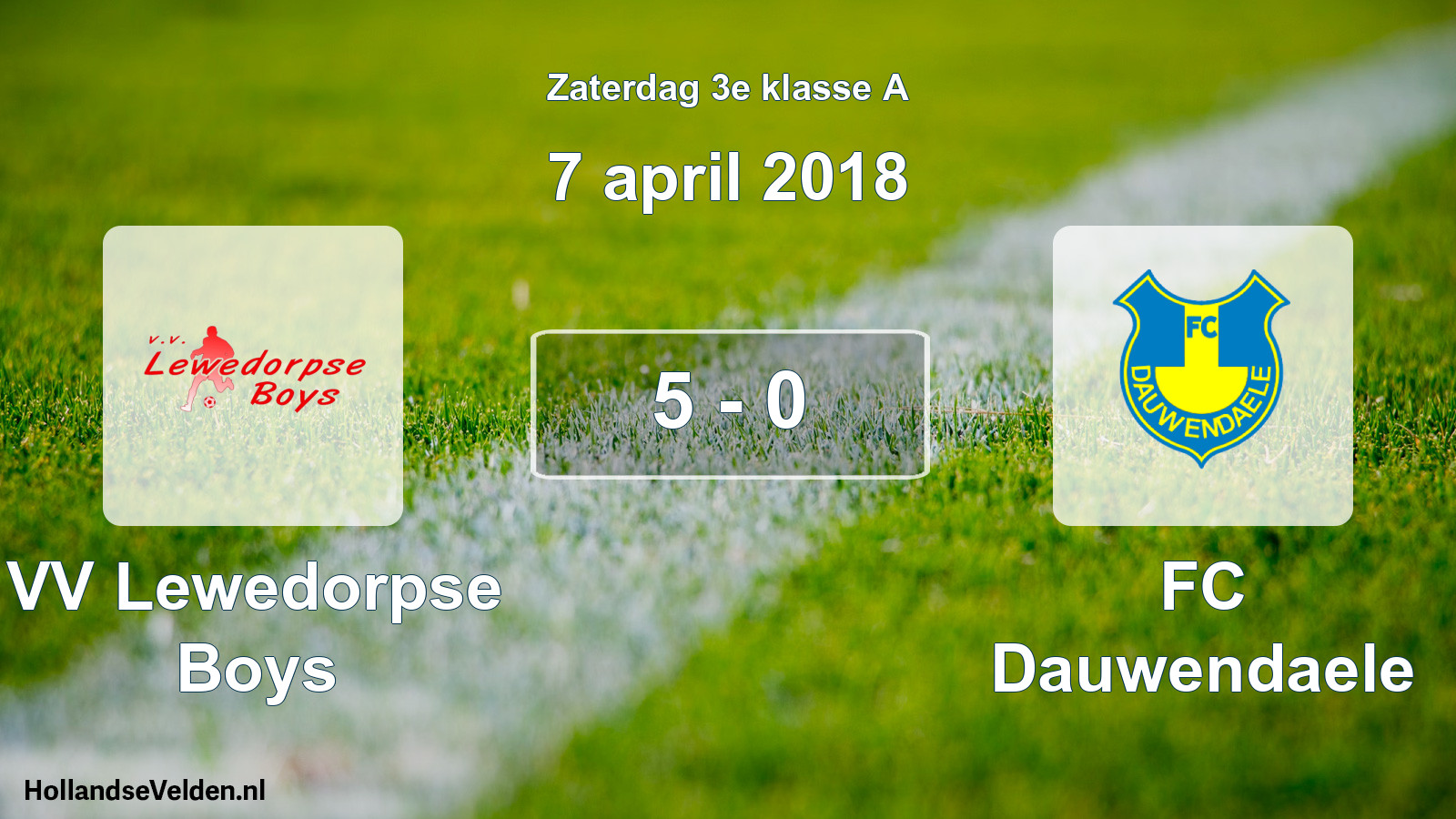 Total number of matches played: VV Lewedorpse Boys - FC Dauwendaele 5 - 0 (7 April 2018)