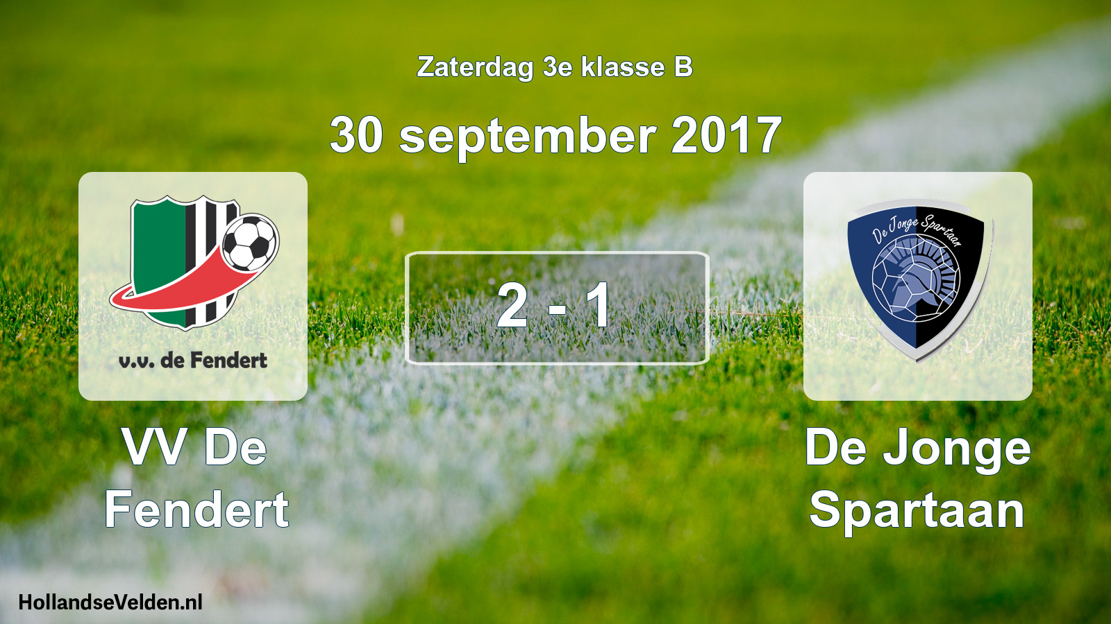 Total number of matches played: VV De Fendert - De Jonge Spartaan 2 - 1 (30 September 2017)