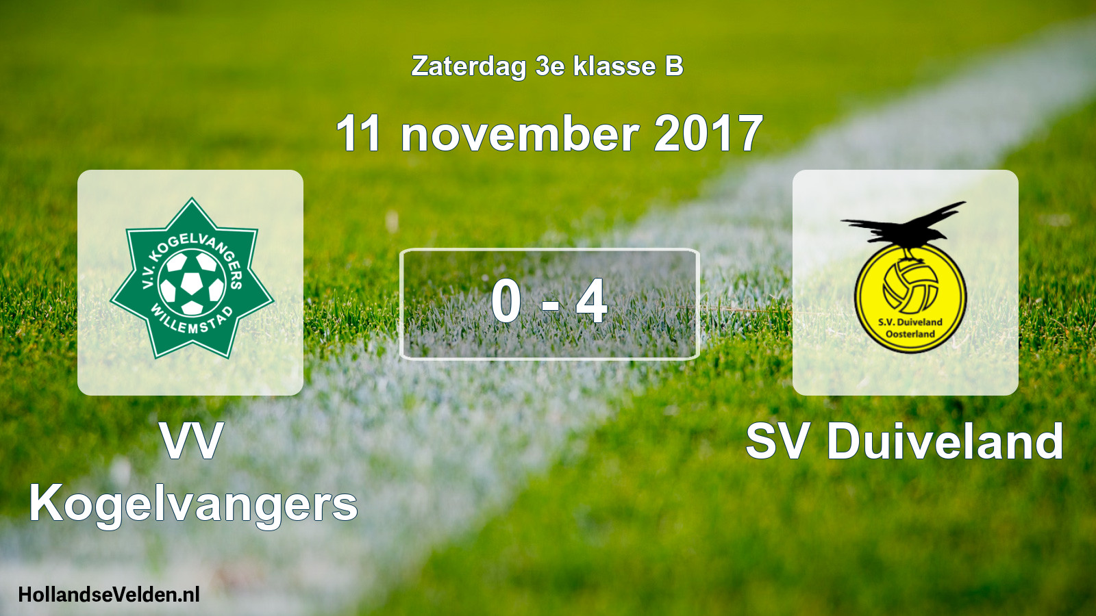 Total number of matches played: VV Kogelvangers - SV Duiveland 0 - 4 (11 November 2017)