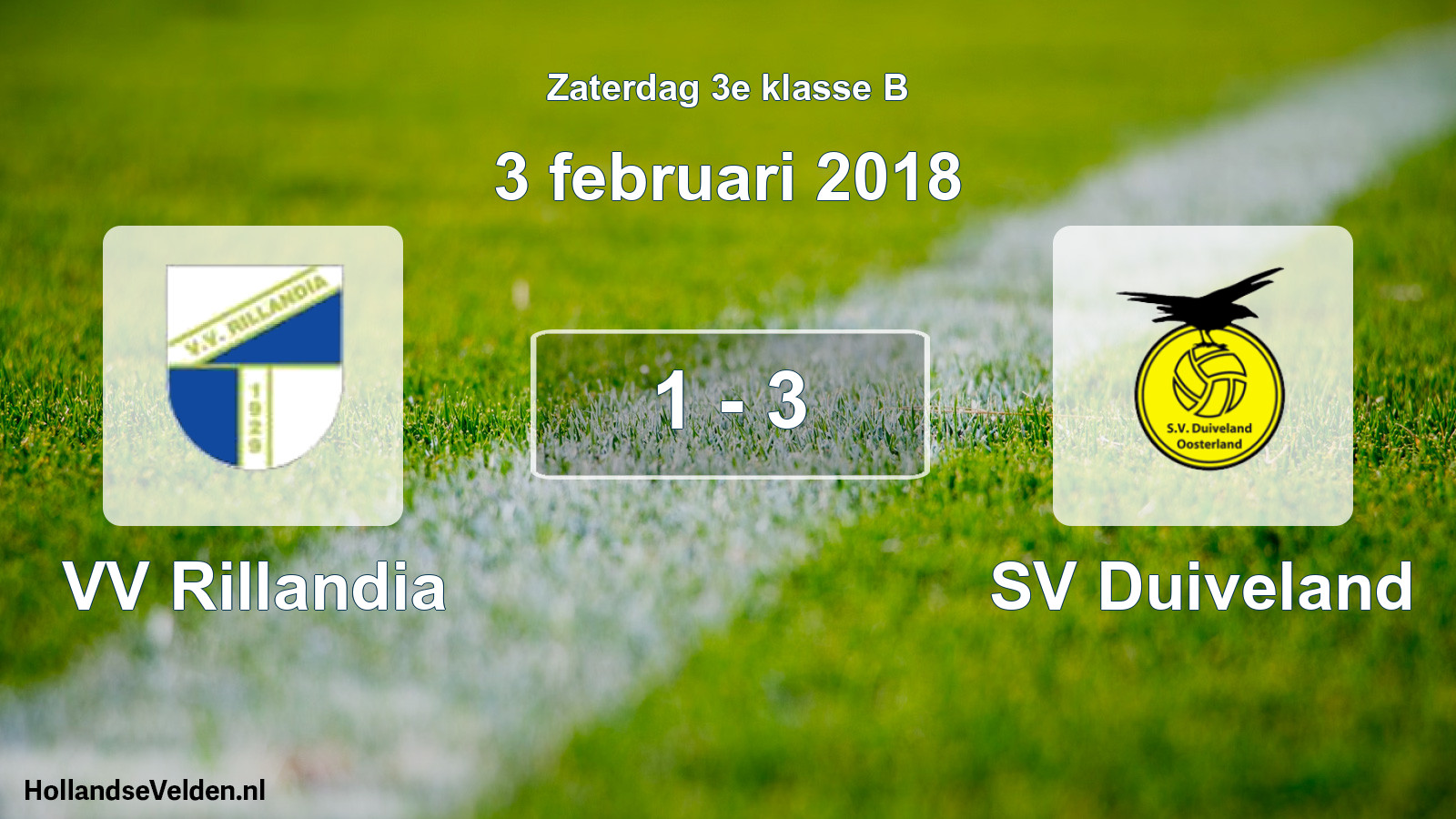 Total number of matches played: VV Rillandia - SV Duiveland 1 - 3 (3 February 2018)