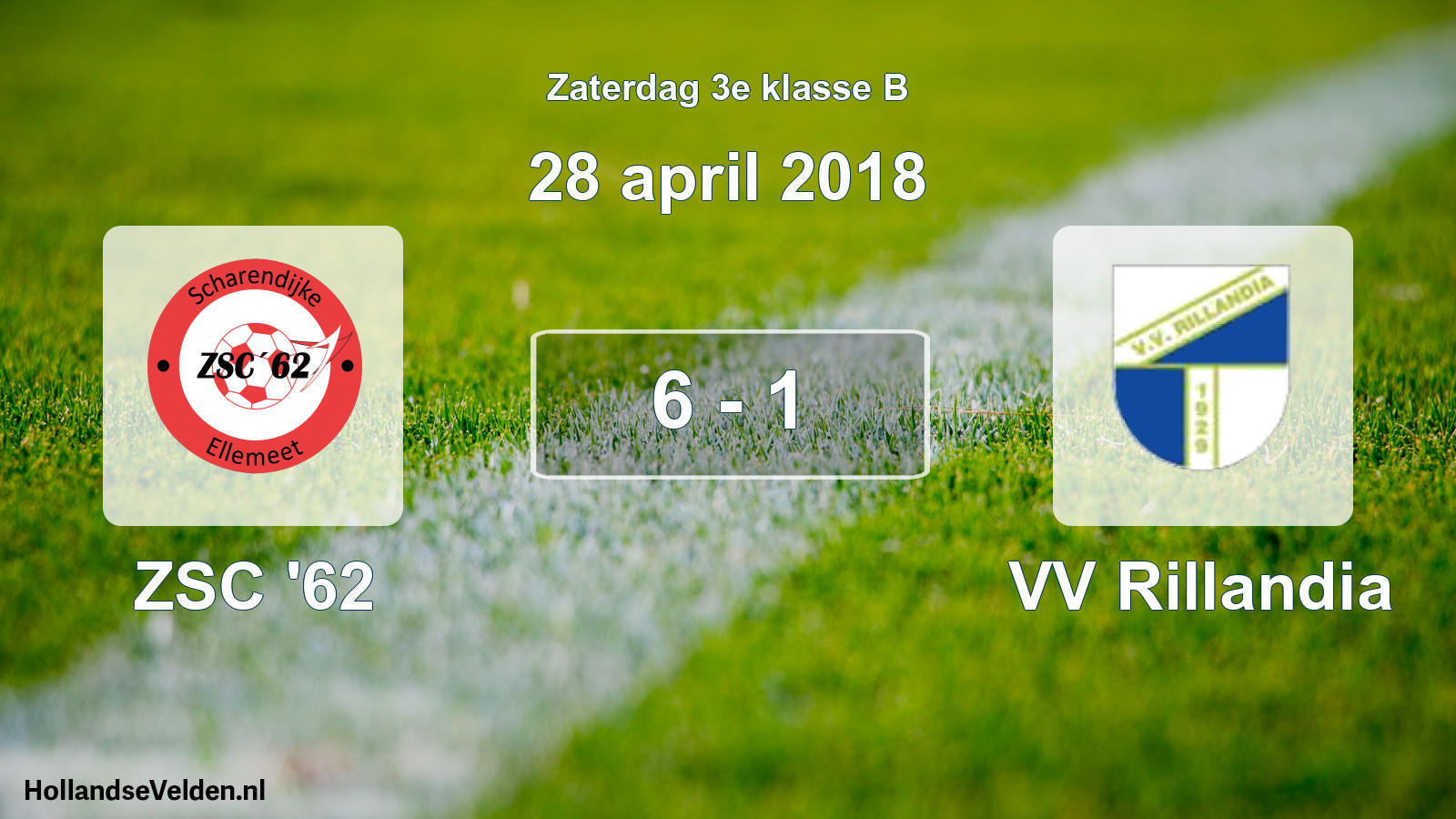 Total number of matches played: ZSC '62 - VV Rillandia 6 - 1 (28 April 2018)