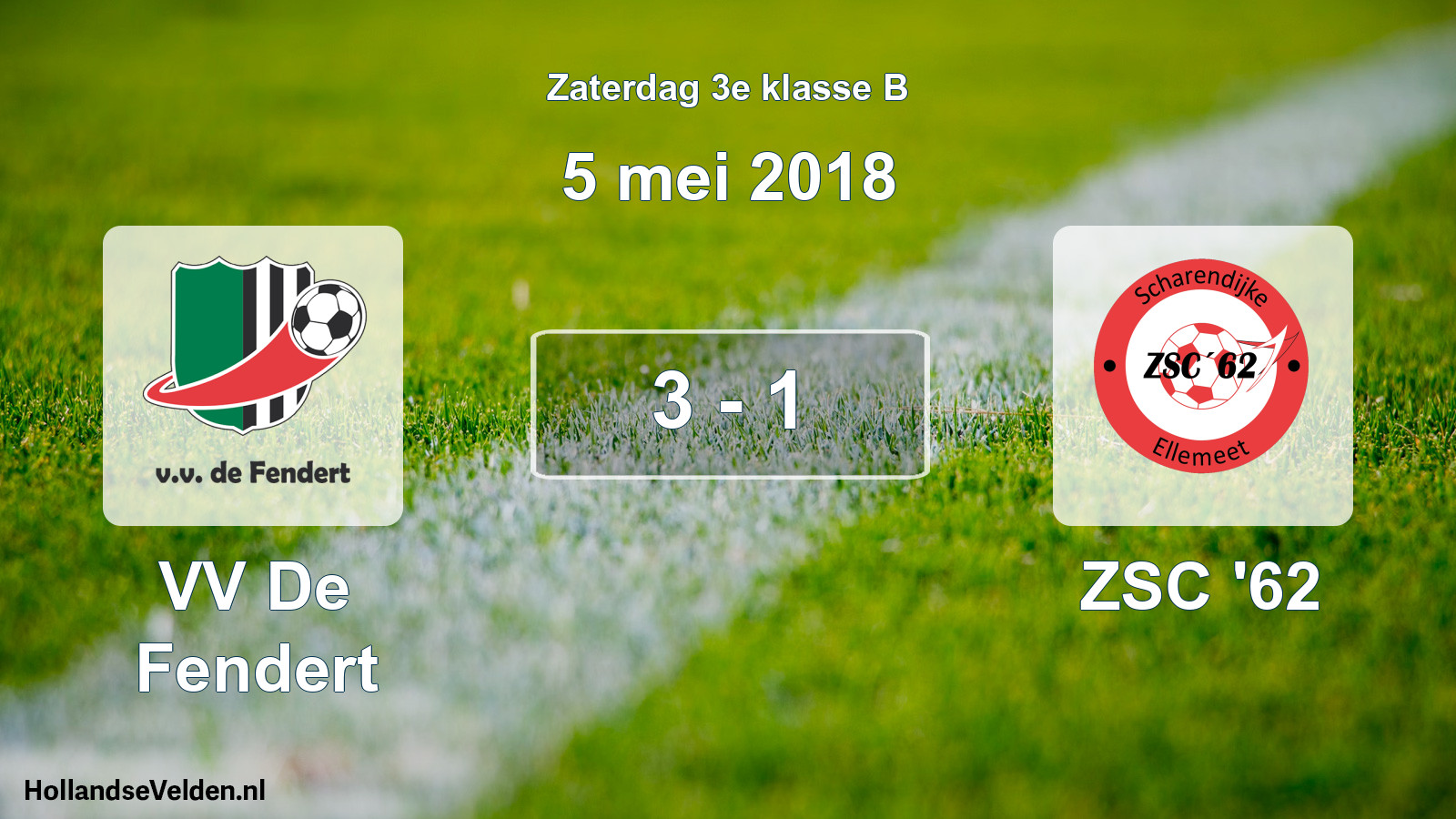 Total number of matches played: VV De Fendert - ZSC '62 3 - 1 (5 May 2018)