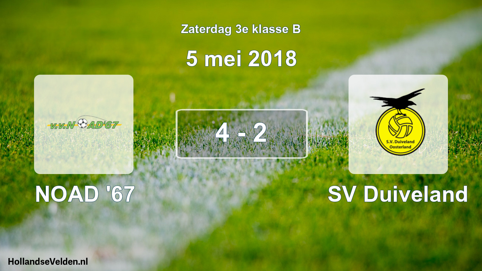 Total number of matches played: NOAD '67 - SV Duiveland 4 - 2 (5 May 2018)