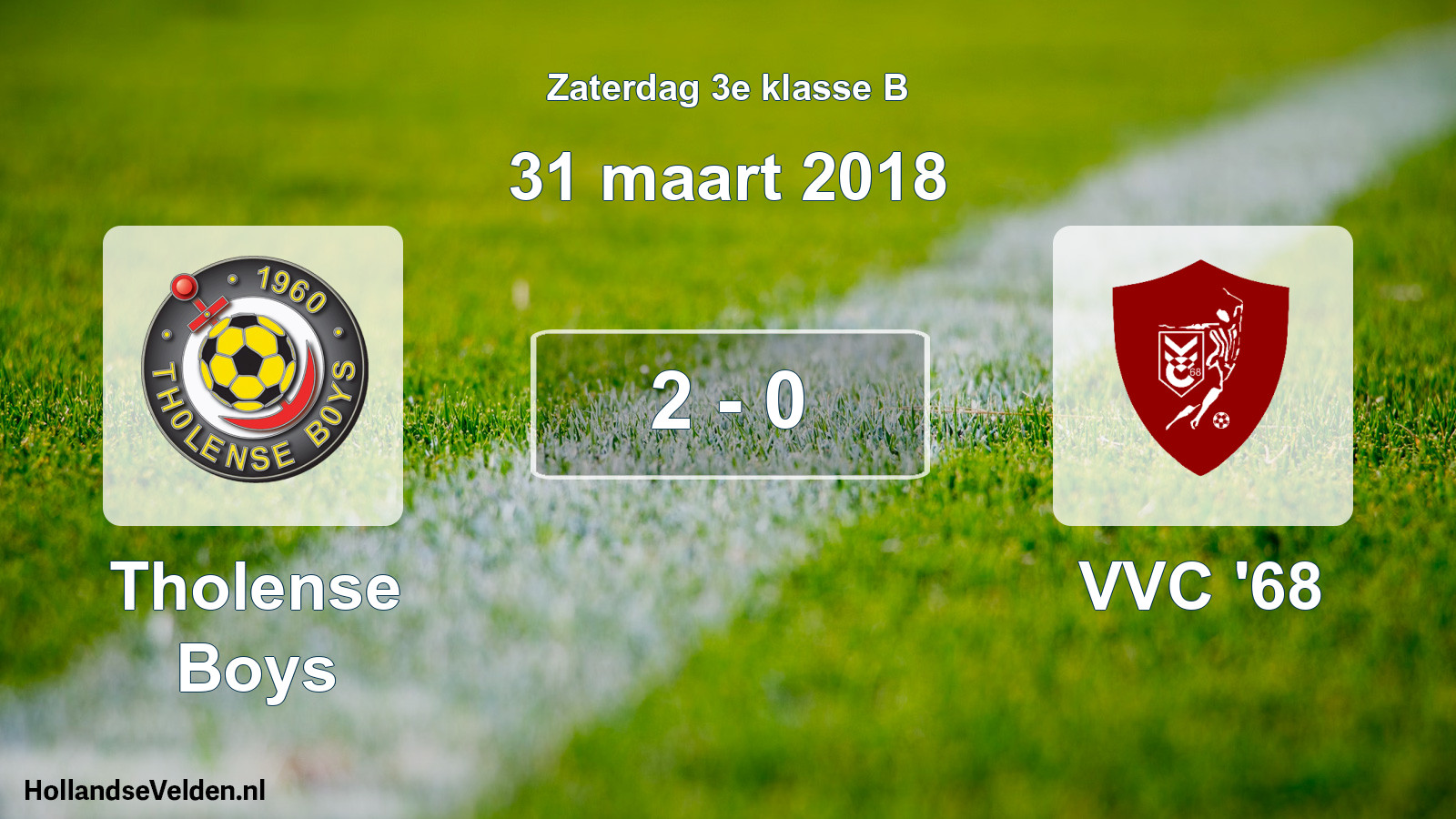 Total number of matches played: Tholense Boys - VVC '68 2 - 0 (31 March 2018)
