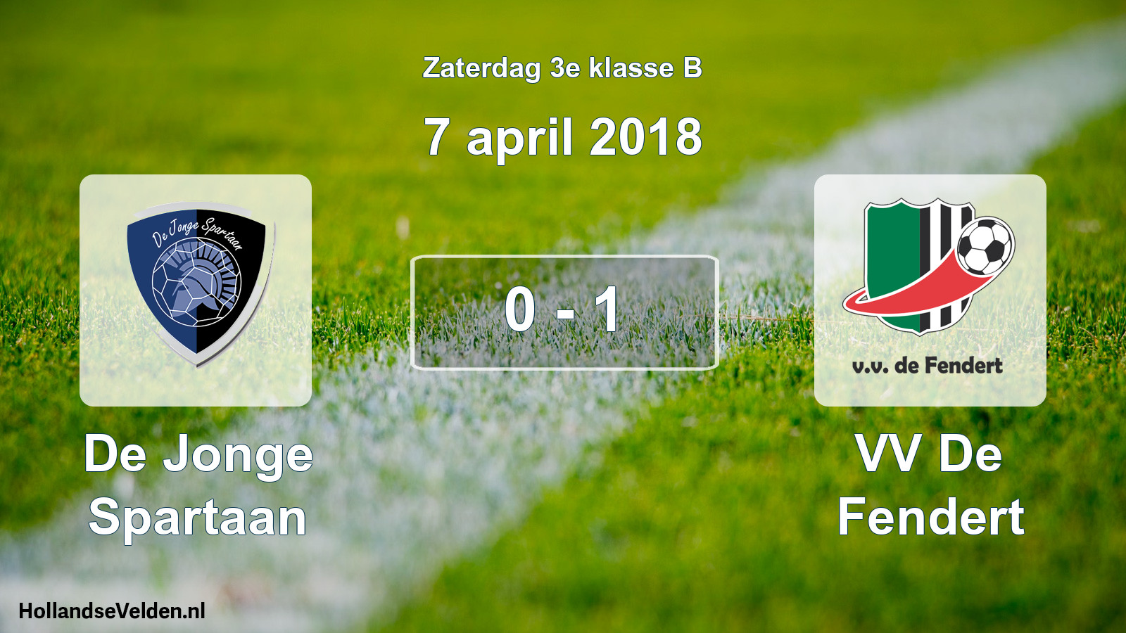 Total number of matches played: De Jonge Spartaan - VV De Fendert 0 - 1 (7 April 2018)