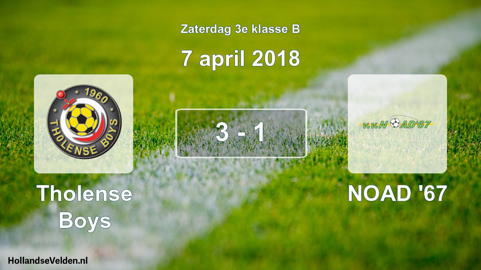 Total number of matches played: Tholense Boys - NOAD '67 3 - 1 (7 April 2018)