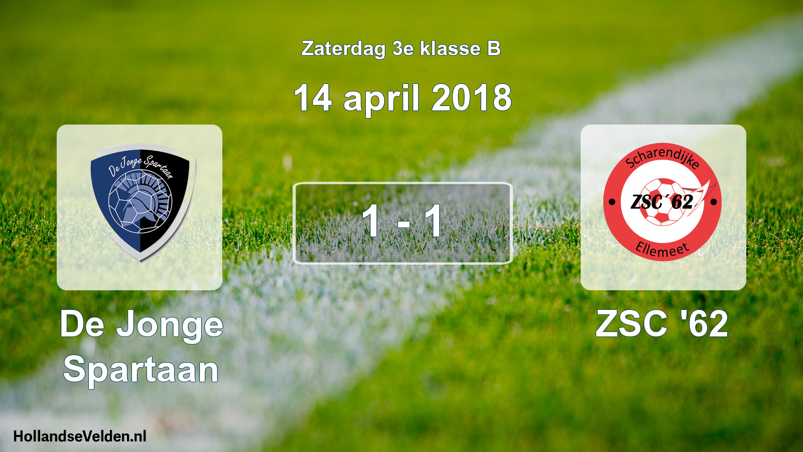 Total number of matches played: De Jonge Spartaan - ZSC '62 1 - 1 (14 April 2018)