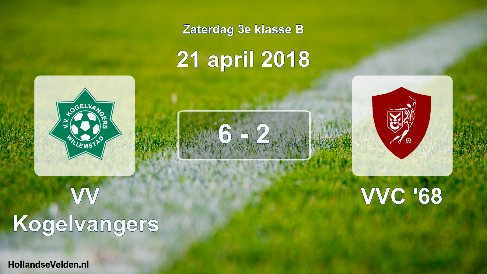 Total number of matches played: VV Kogelvangers - VVC '68 6 - 2 (21 April 2018)