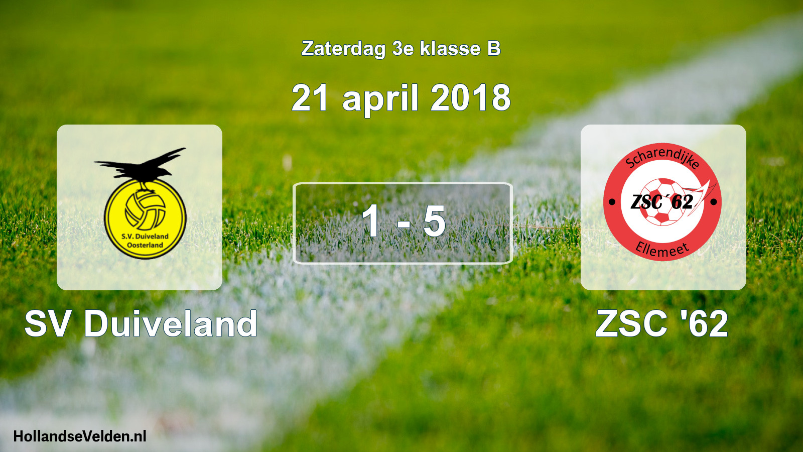 Total number of matches played: SV Duiveland - ZSC '62 1 - 5 (21 April 2018)