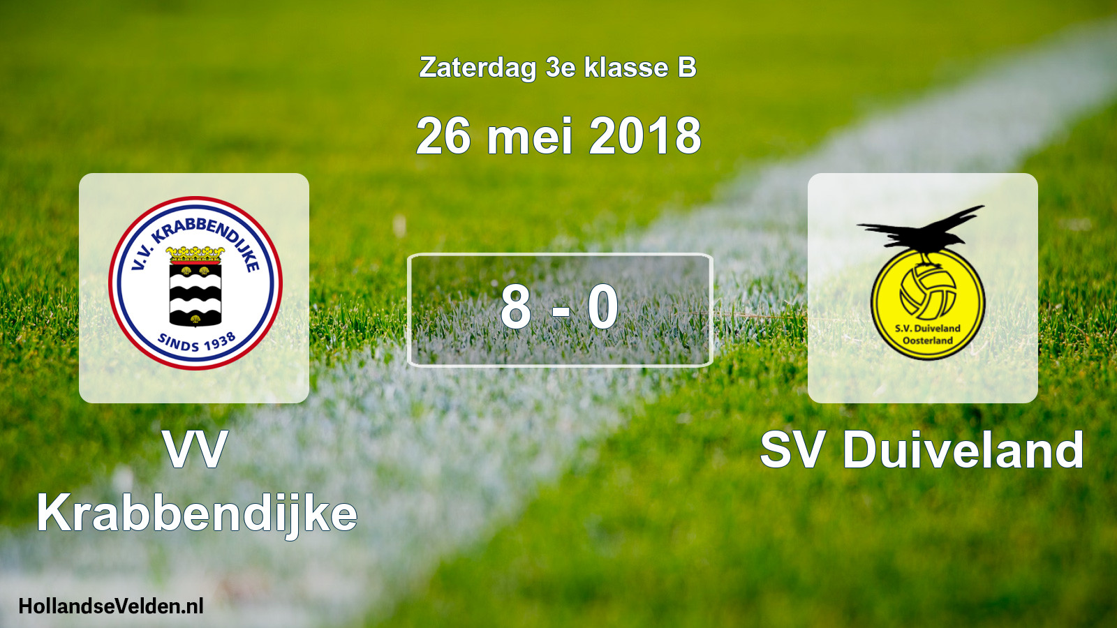 Total number of matches played: VV Krabbendijke - SV Duiveland 8 - 0 (26 May 2018)