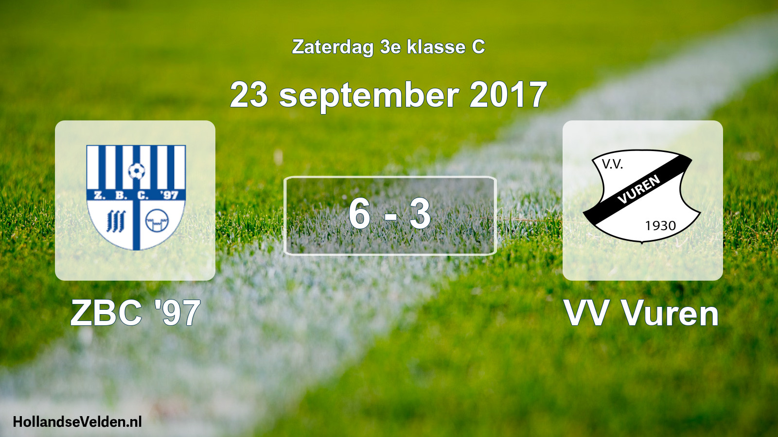 Total number of matches played: ZBC '97 - VV Vuren 6 - 3 (23 September 2017)