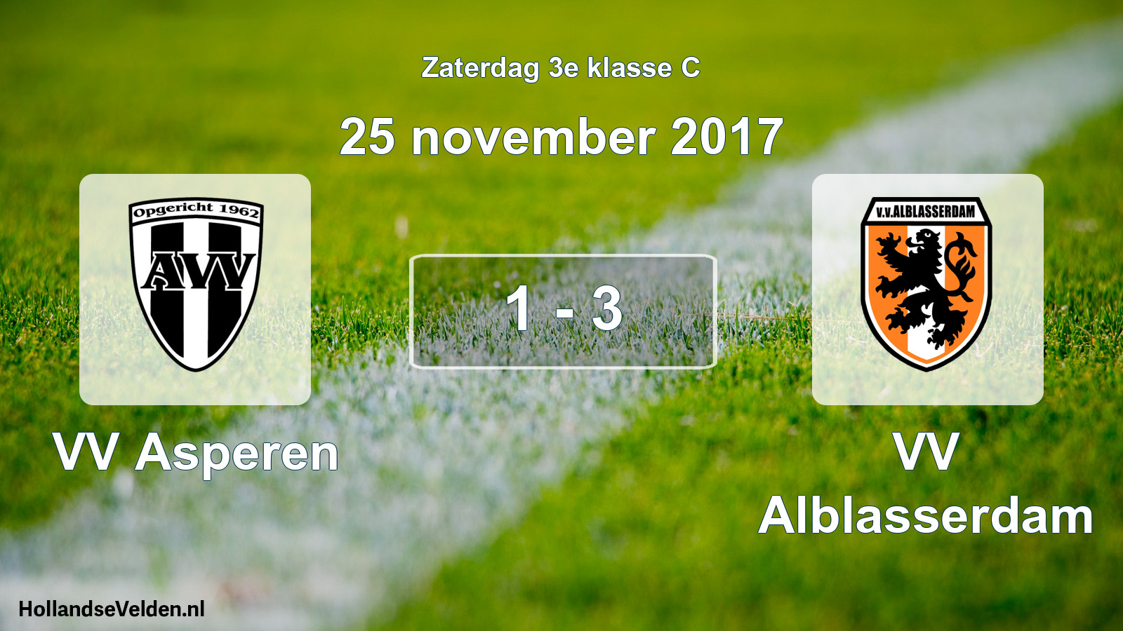 Total number of matches played: VV Asperen - VV Alblasserdam 1 - 3 (25 November 2017)