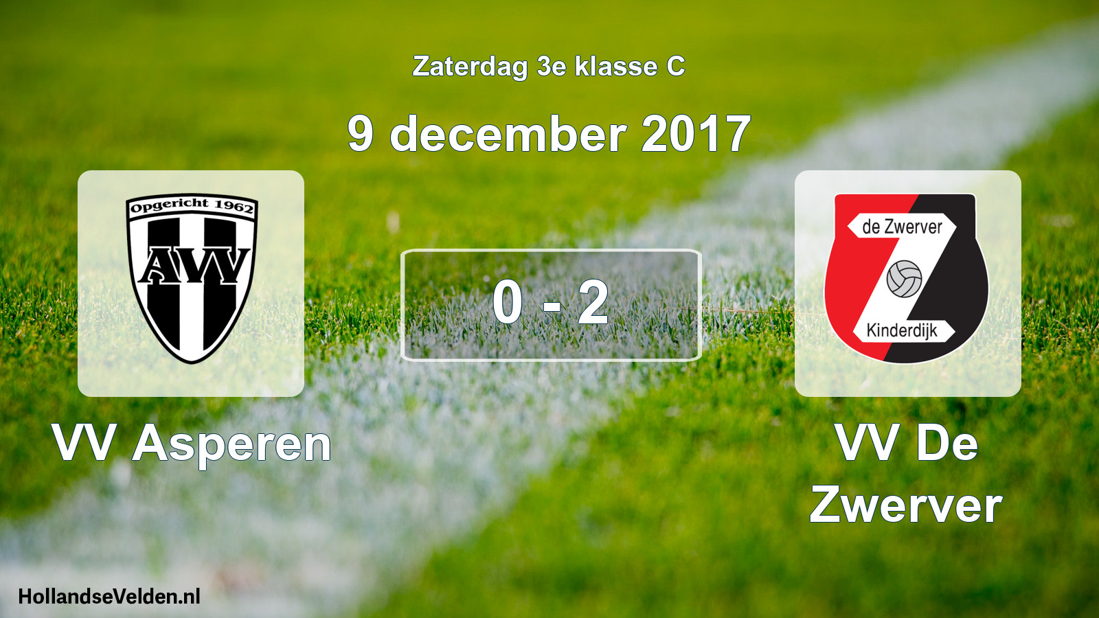 Total number of matches played: VV Asperen - VV De Zwerver 0 - 2 (9 December 2017)