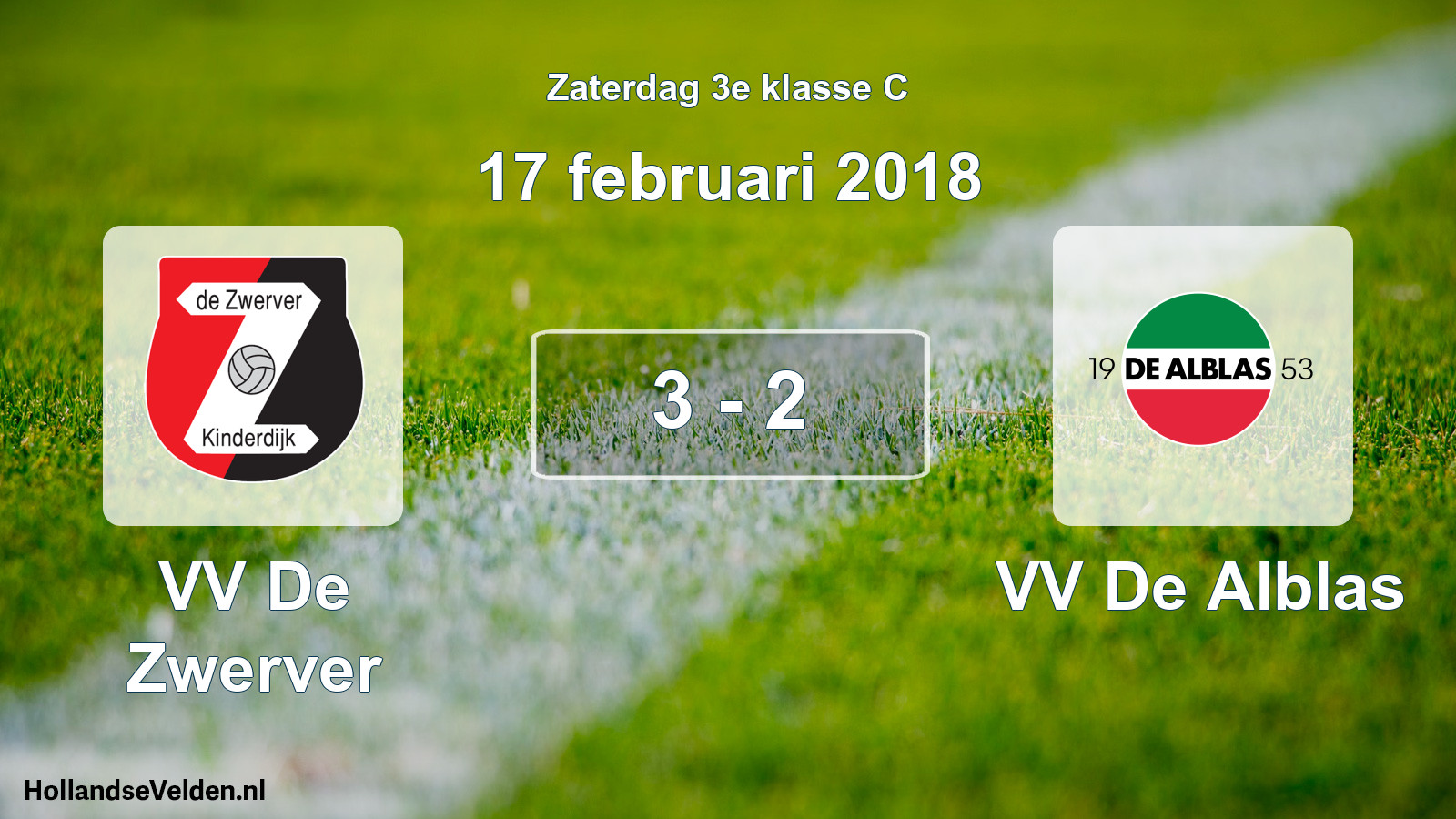 Total number of matches played: VV De Zwerver - VV De Alblas 3 - 2 (17 February 2018)