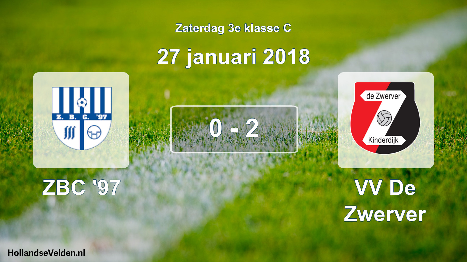 Total number of matches played: ZBC '97 - VV De Zwerver 0 - 2 (27 January 2018)