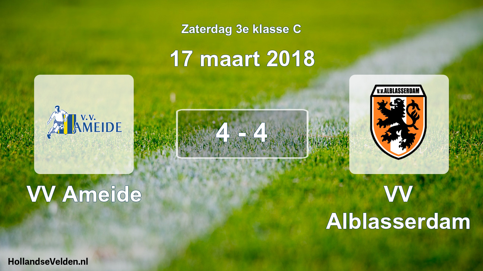 Total number of matches played: VV Ameide - VV Alblasserdam 4 - 4 (17 March 2018)
