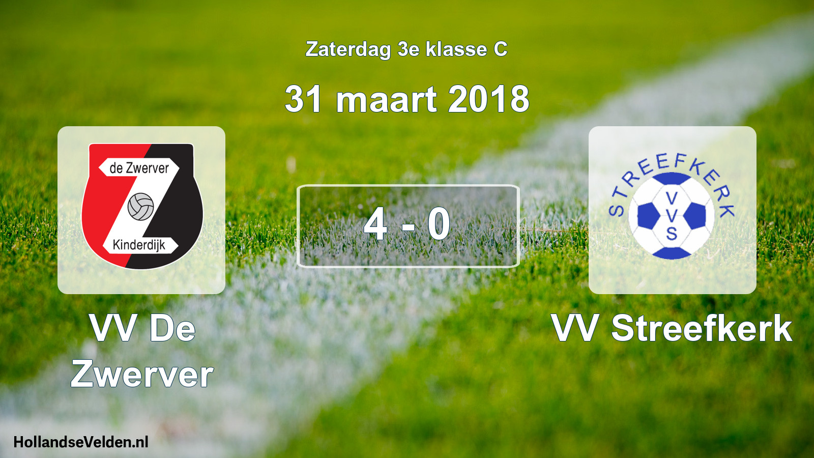 Total number of matches played: VV De Zwerver - VV Streefkerk 4 - 0 (31 March 2018)