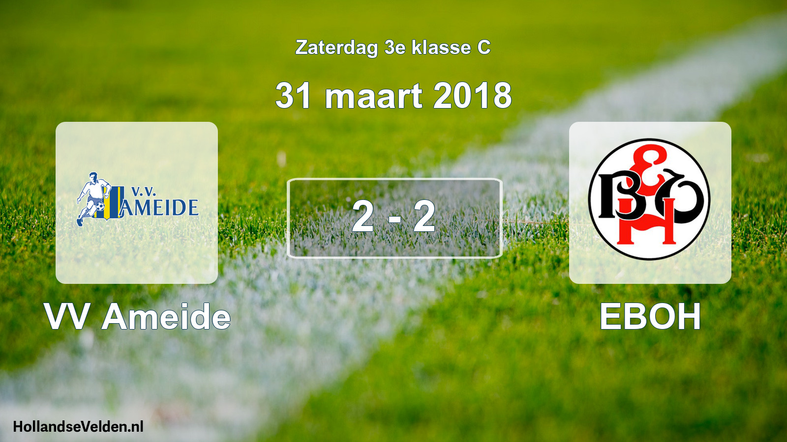 Total number of matches played: VV Ameide - EBOH 2 - 2 (31 March 2018)