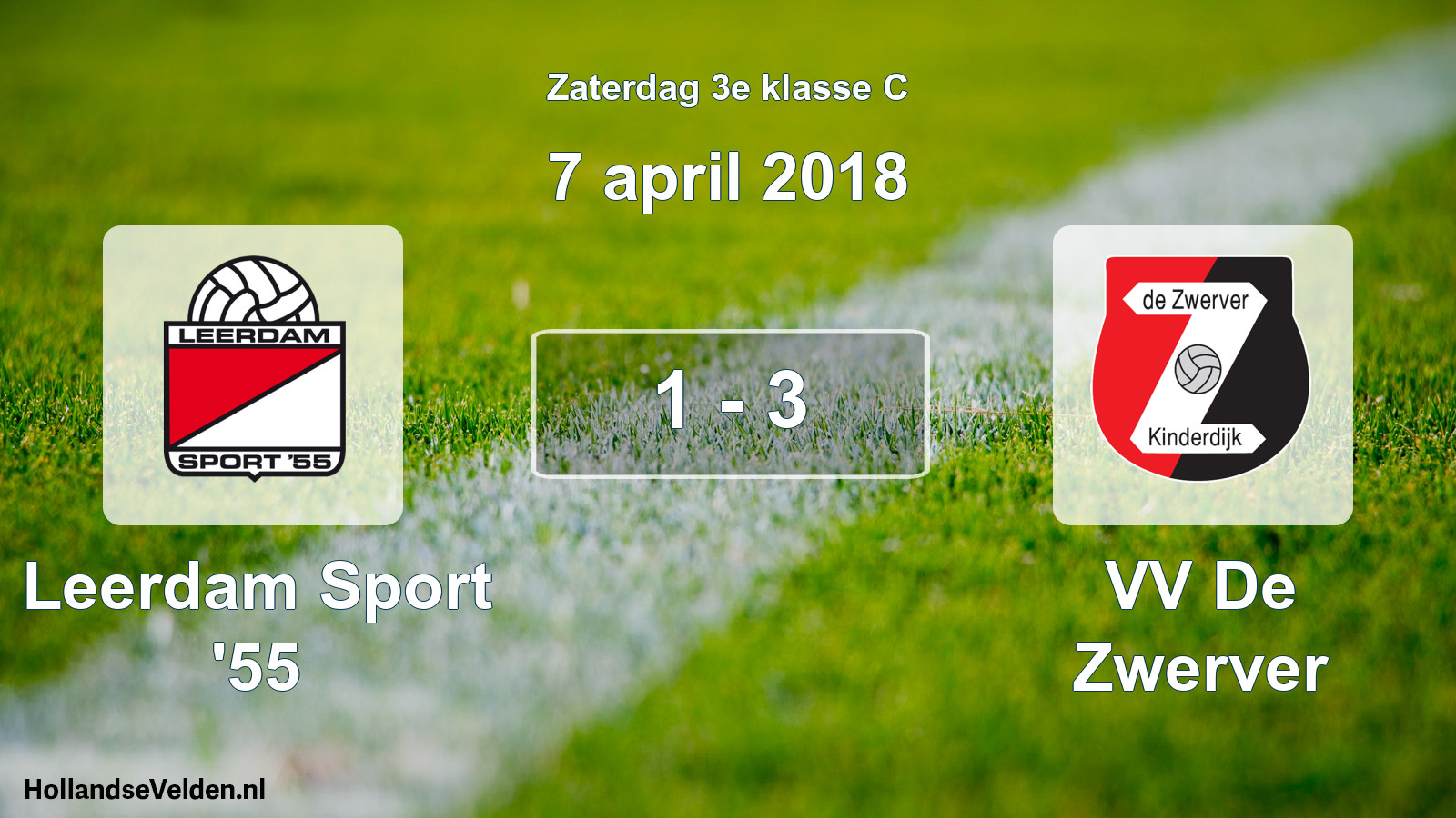 Total number of matches played: Leerdam Sport '55 - VV De Zwerver 1 - 3 (7 April 2018)