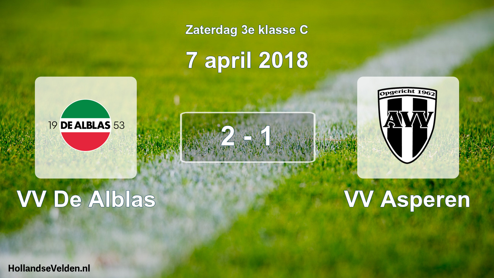 Total number of matches played: VV De Alblas - VV Asperen 2 - 1 (7 April 2018)
