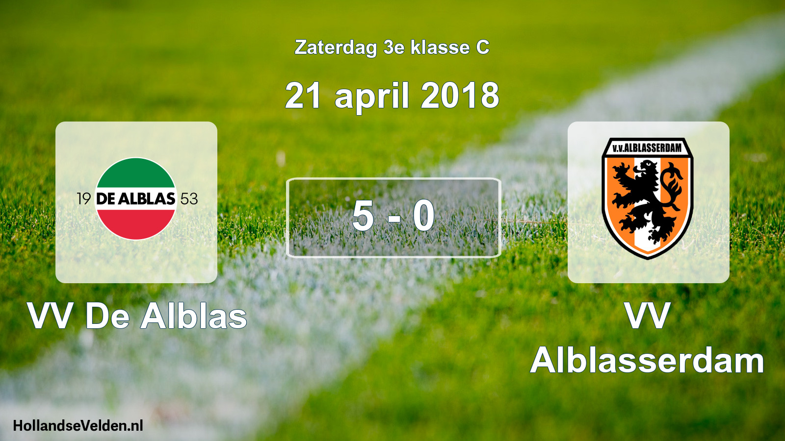 Total number of matches played: VV De Alblas - VV Alblasserdam 5 - 0 (21 April 2018)