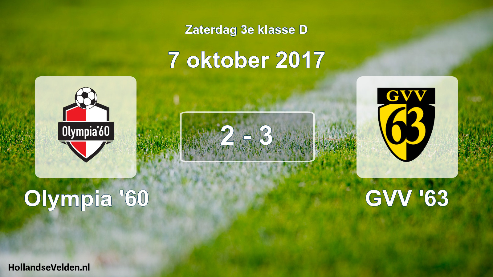 Total number of matches played: Olympia '60 - GVV '63 2 - 3 (7 October 2017)
