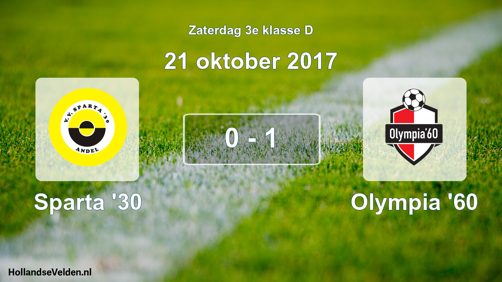 Total number of matches played: Sparta '30 - Olympia '60 0 - 1 (21 October 2017)