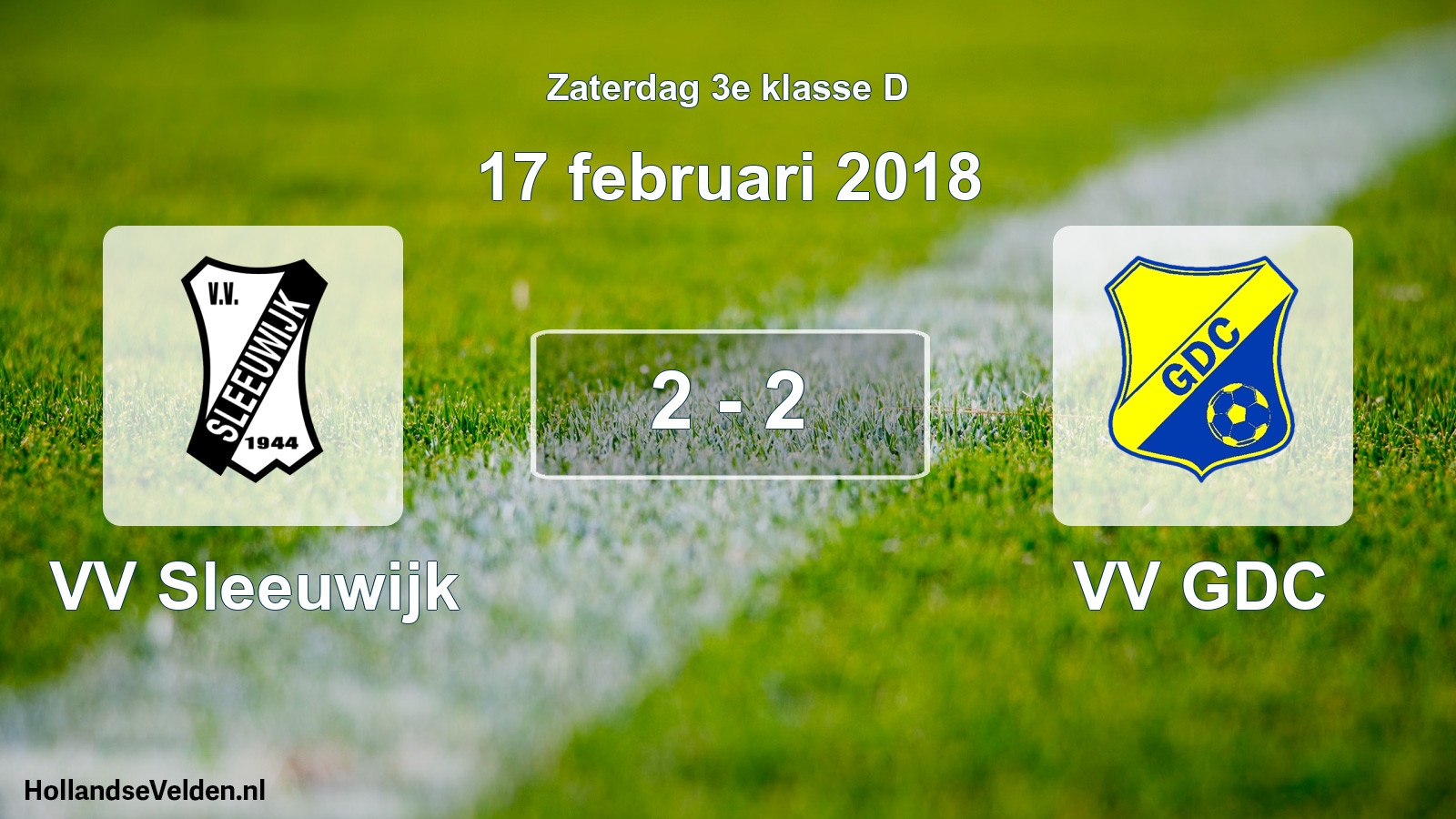 Total number of matches played: VV Sleeuwijk - VV GDC 2 - 2 (17 February 2018)