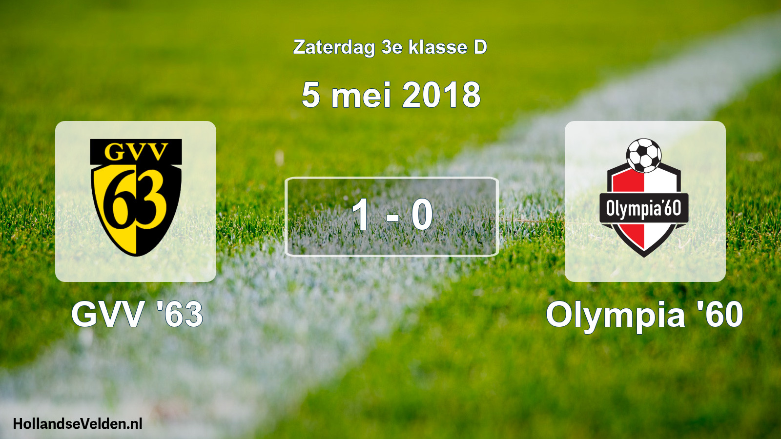 Total number of matches played: GVV '63 - Olympia '60 1 - 0 (5 May 2018)