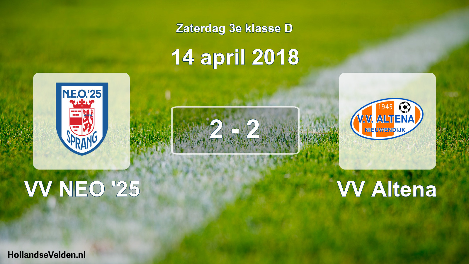 Total number of matches played: VV NEO '25 - VV Altena 2 - 2 (14 April 2018)