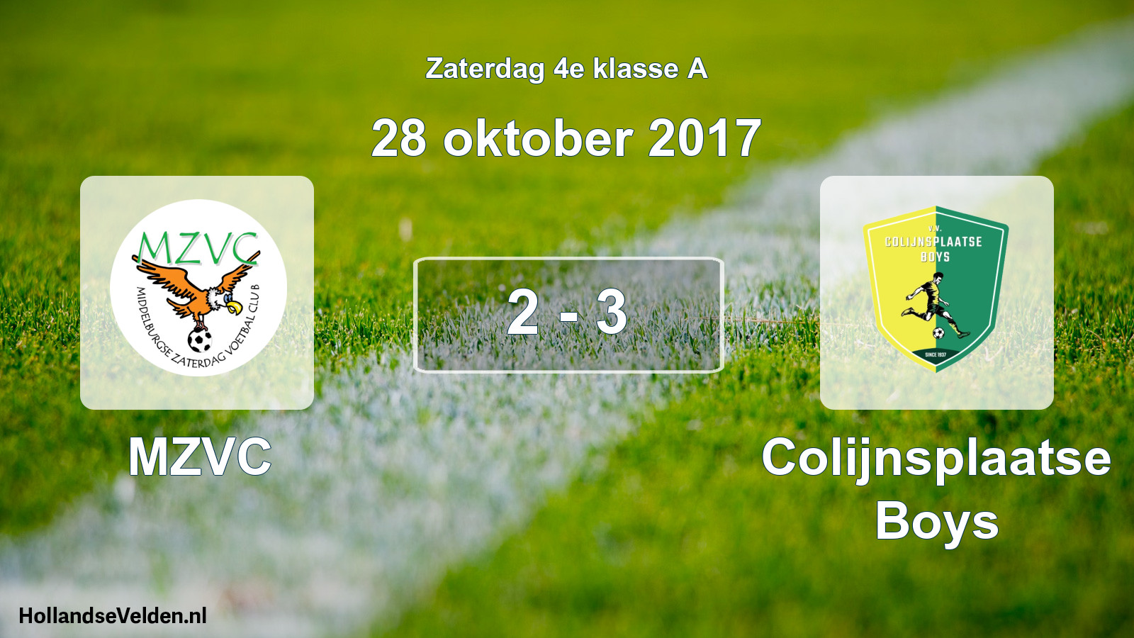 Total number of matches played: MZVC - Colijnsplaatse Boys 2 - 3 (28 October 2017)