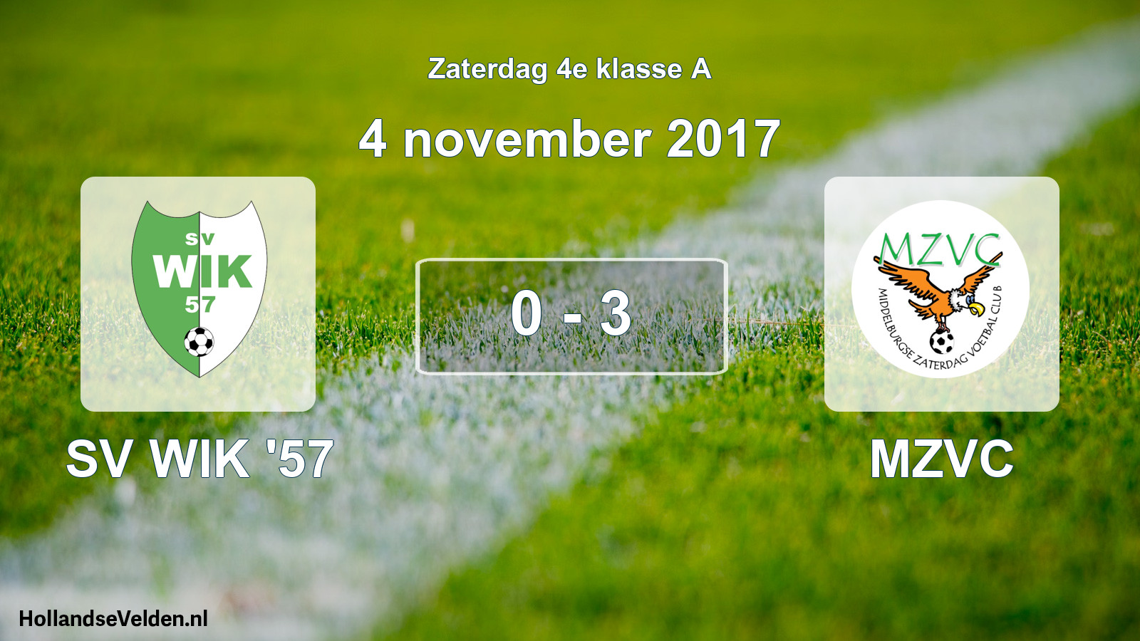 Total number of matches played: SV WIK '57 - MZVC 0 - 3 (4 November 2017)
