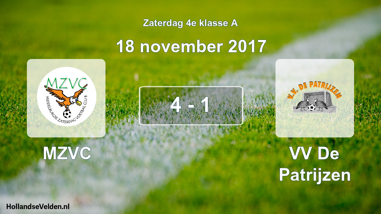 Total number of matches played: MZVC - VV De Patrijzen 4 - 1 (18 November 2017)