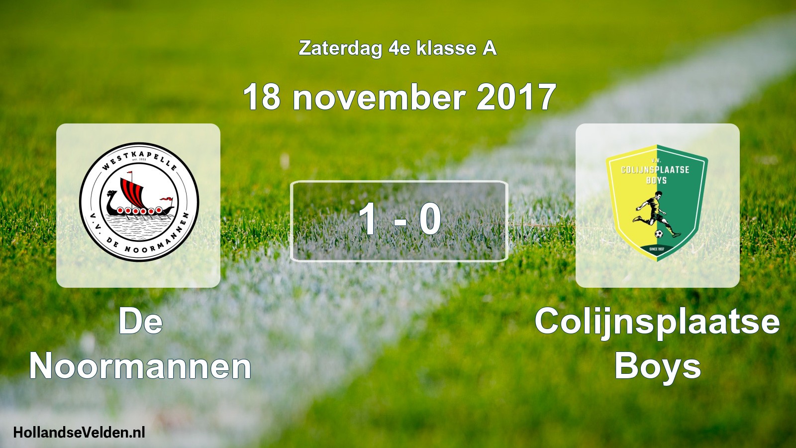 Total number of matches played: De Noormannen - Colijnsplaatse Boys 1 - 0 (18 November 2017)