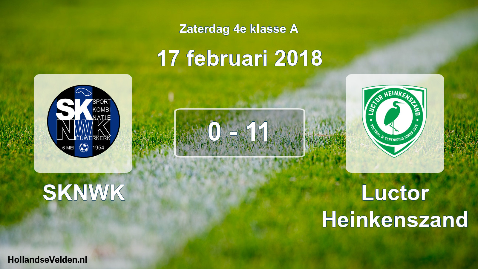 Total number of matches played: SKNWK - Luctor Heinkenszand 0 - 11 (17 February 2018)