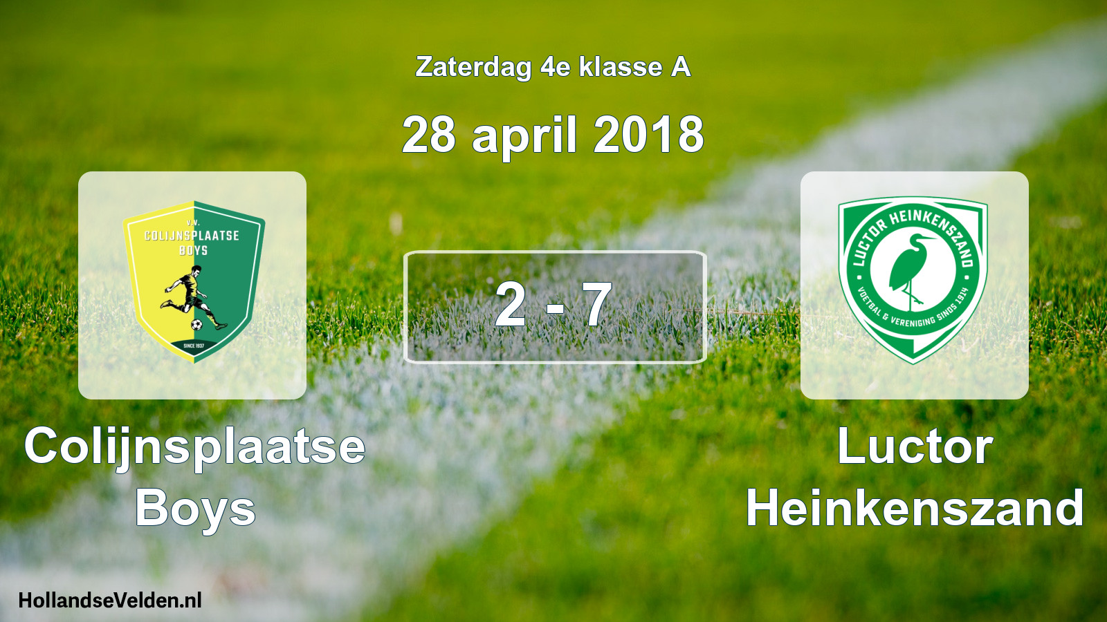 Total number of matches played: Colijnsplaatse Boys - Luctor Heinkenszand 2 - 7 (28 April 2018)