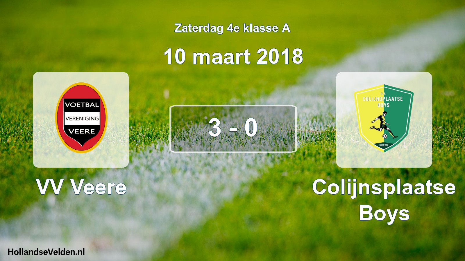 Total number of matches played: VV Veere - Colijnsplaatse Boys 3 - 0 (10 March 2018)