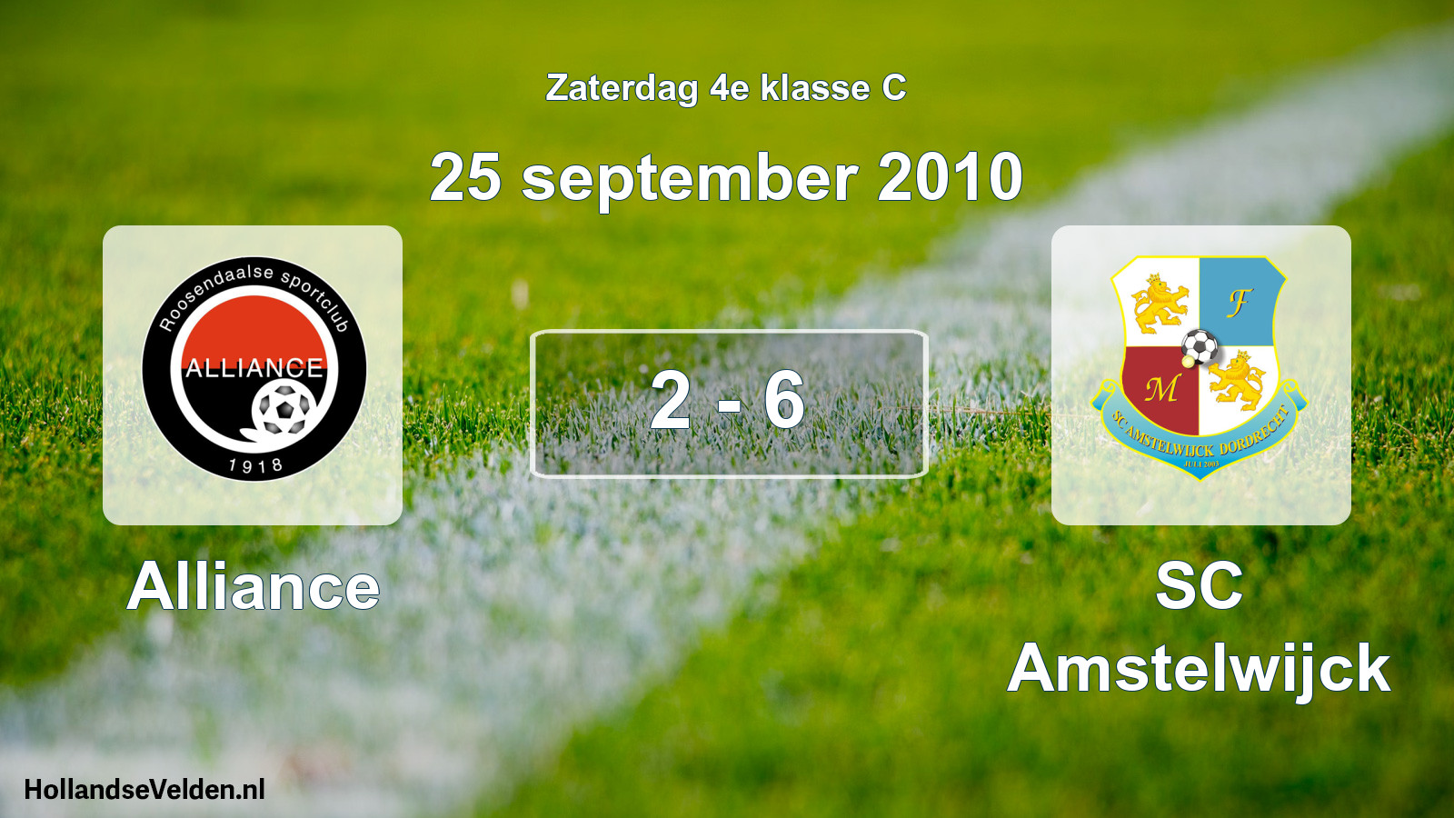 Total number of matches played: Alliance - SC Amstelwijck 2 - 6 (25 September 2010)