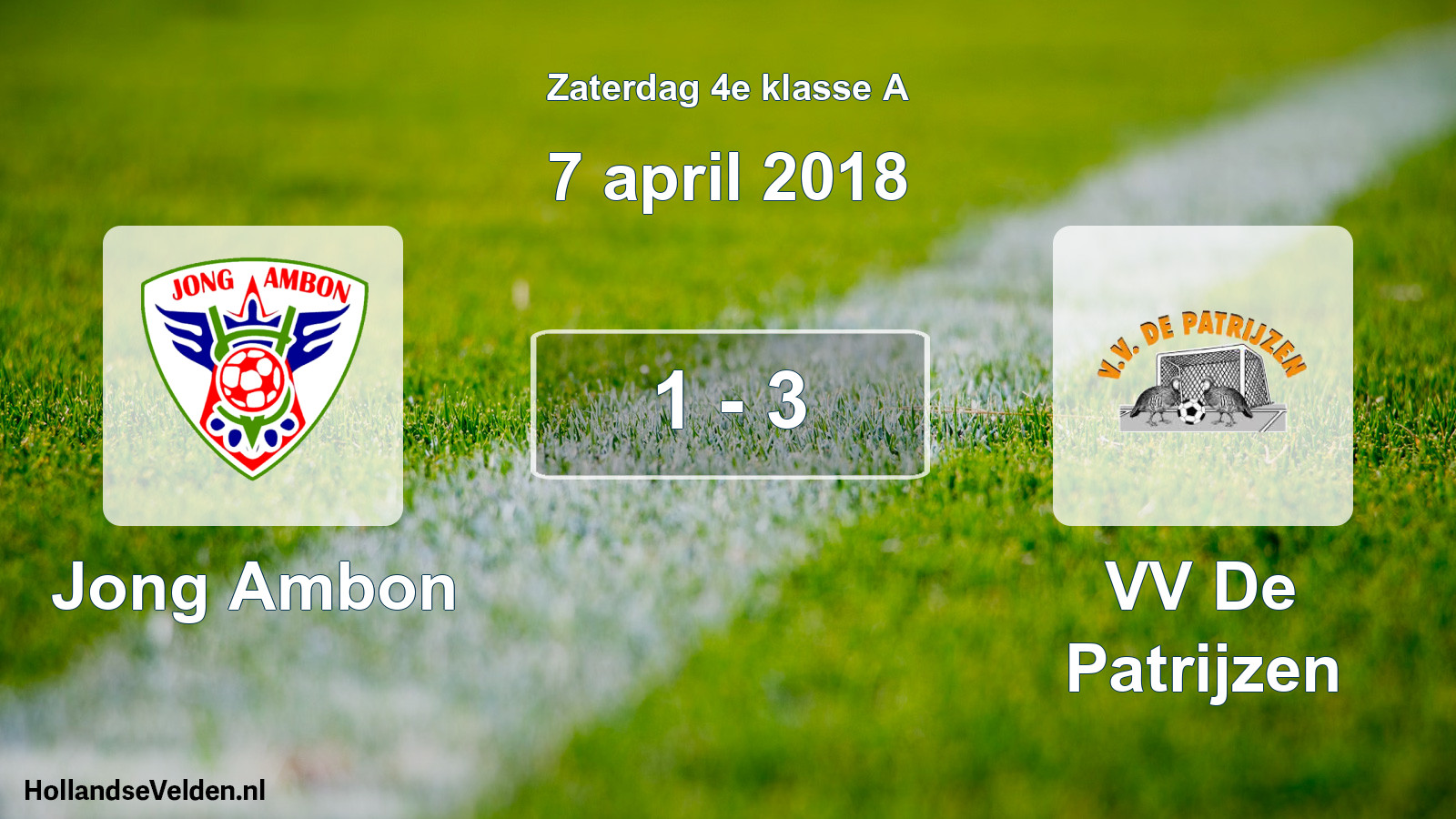 Total number of matches played: Jong Ambon - VV De Patrijzen 1 - 3 (7 April 2018)