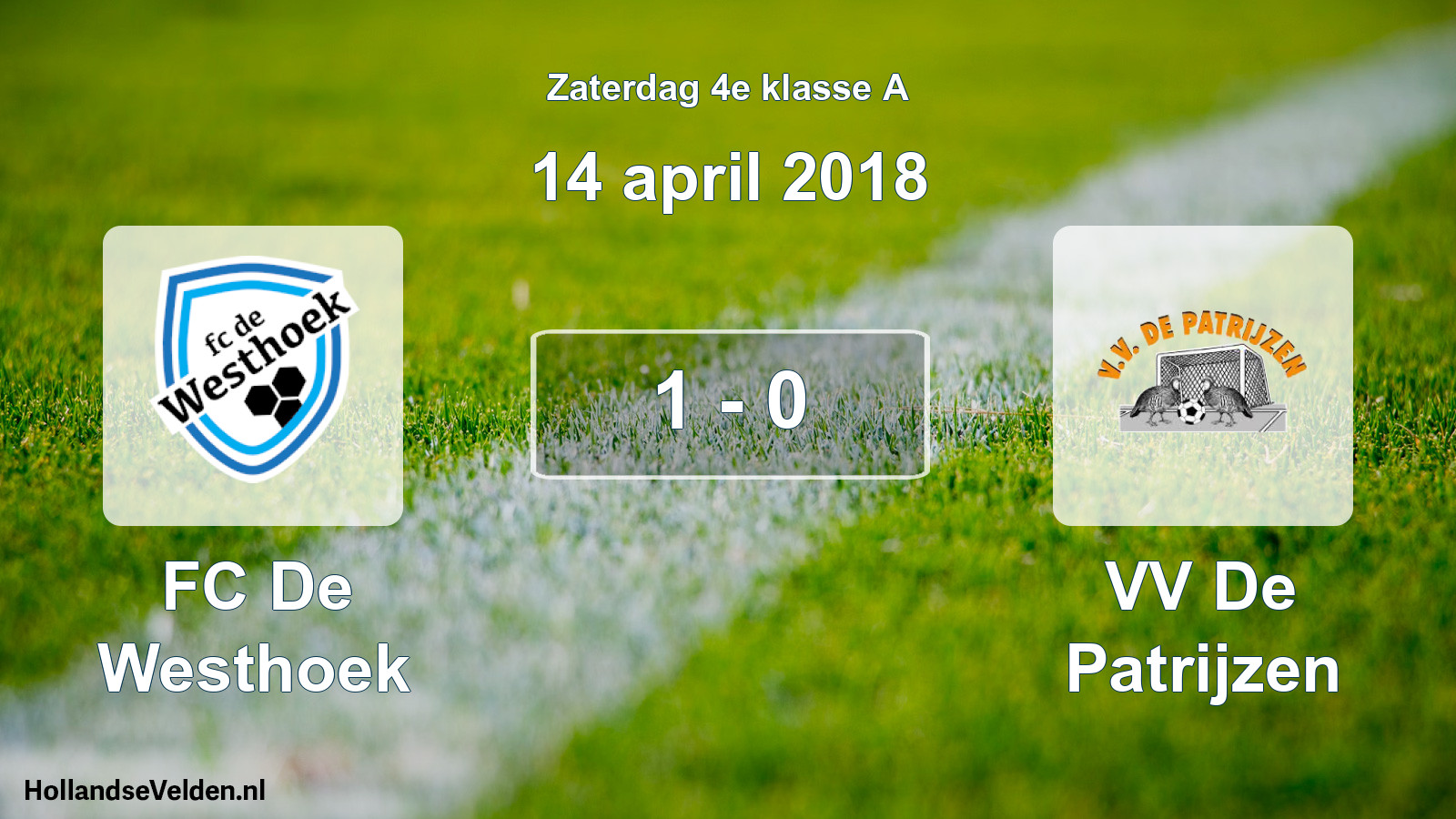 Total number of matches played: FC De Westhoek - VV De Patrijzen 1 - 0 (14 April 2018)