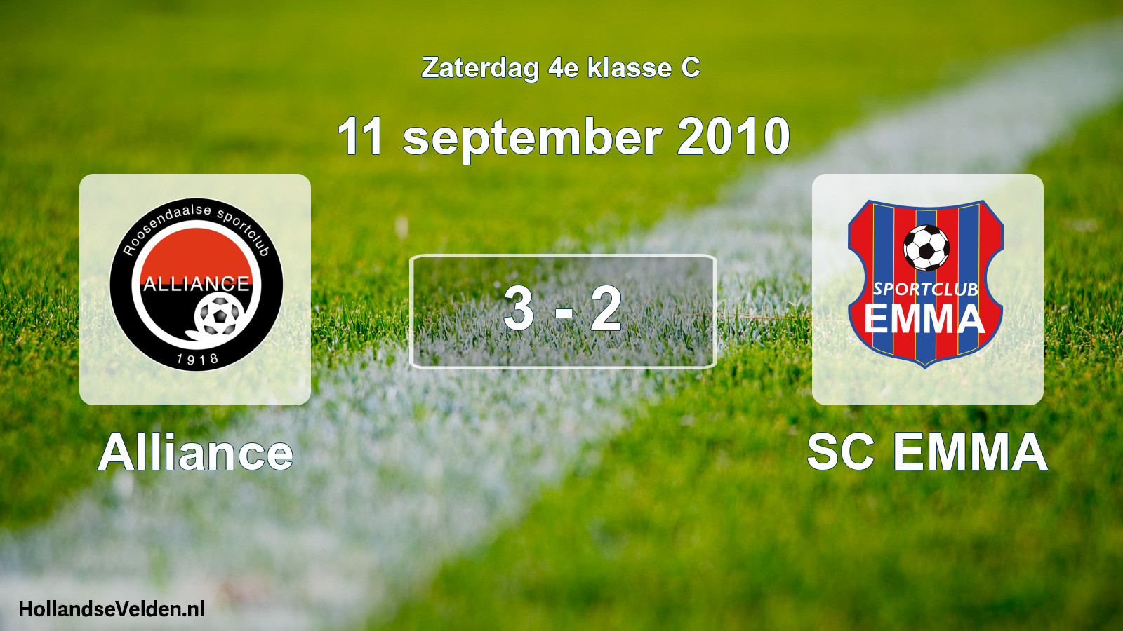 Gespeelde wedstrijd: Alliance - SC EMMA 3 - 2 (11 september 2010)