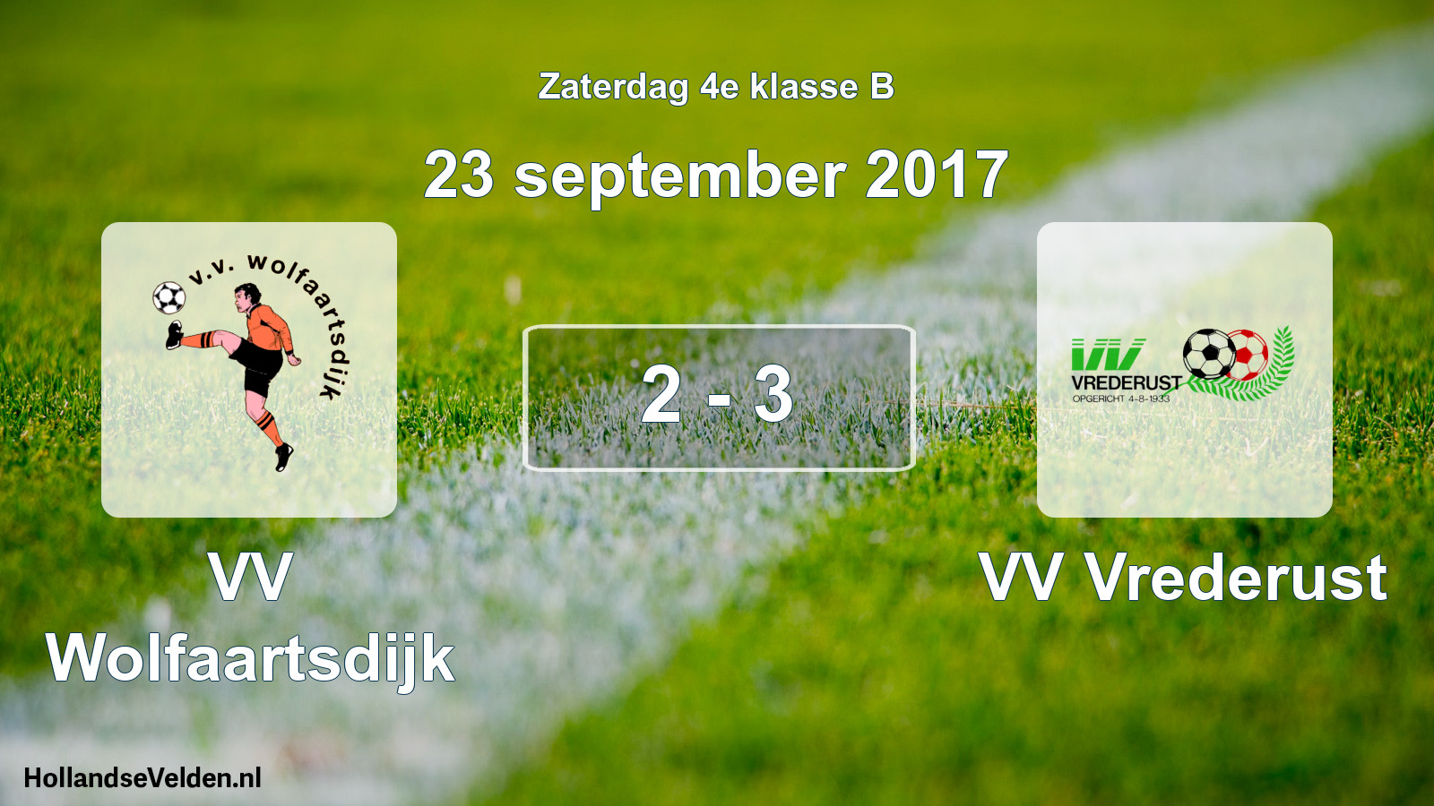 Total number of matches played: VV Wolfaartsdijk - VV Vrederust 2 - 3 (23 September 2017)