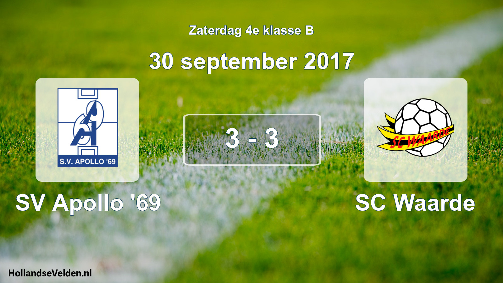 Total number of matches played: SV Apollo '69 - SC Waarde 3 - 3 (30 September 2017)
