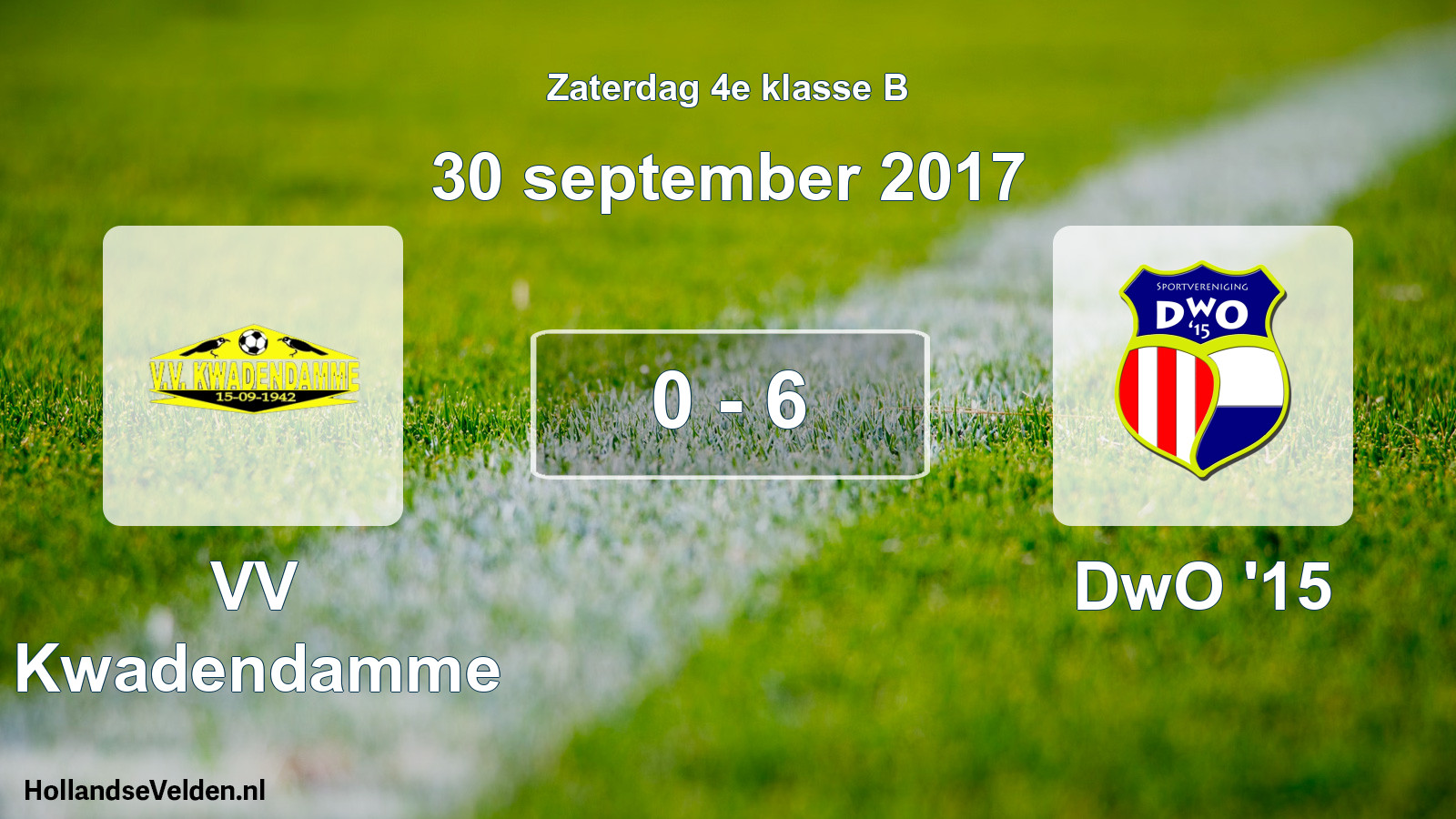 Total number of matches played: VV Kwadendamme - DwO '15 0 - 6 (30 September 2017)